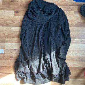 NWT A’reve cowl neck Pom Pom tassel sweater